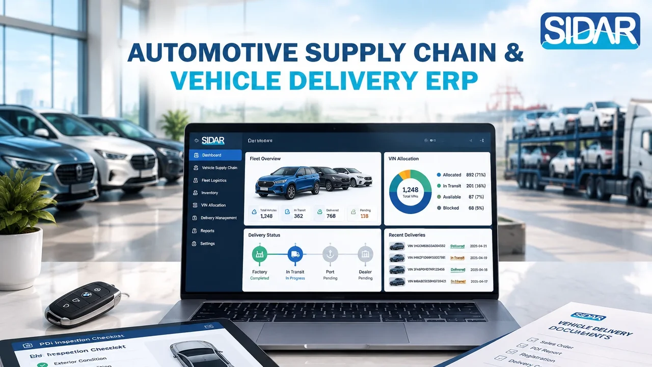 إدارة توريد السيارات في نظام المبيعات وتمليك العملاء | نظام SidarSoft ERP